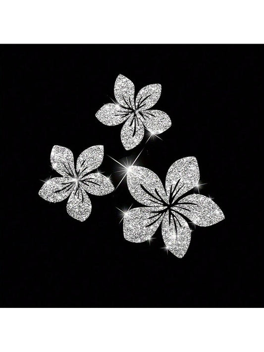 1pc Of Sparkling Floral Car Decals- Reflective Vinyl Stickers For Vehicle Body, Windows, Bumpers & Laptops