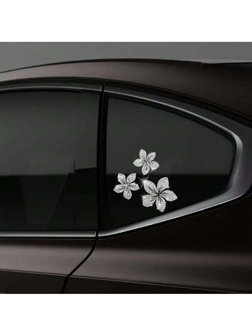 1pc Of Sparkling Floral Car Decals- Reflective Vinyl Stickers For Vehicle Body, Windows, Bumpers & Laptops