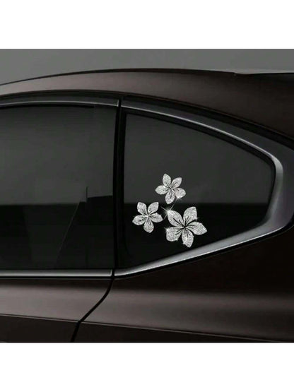 1pc Of Sparkling Floral Car Decals- Reflective Vinyl Stickers For Vehicle Body, Windows, Bumpers & Laptops