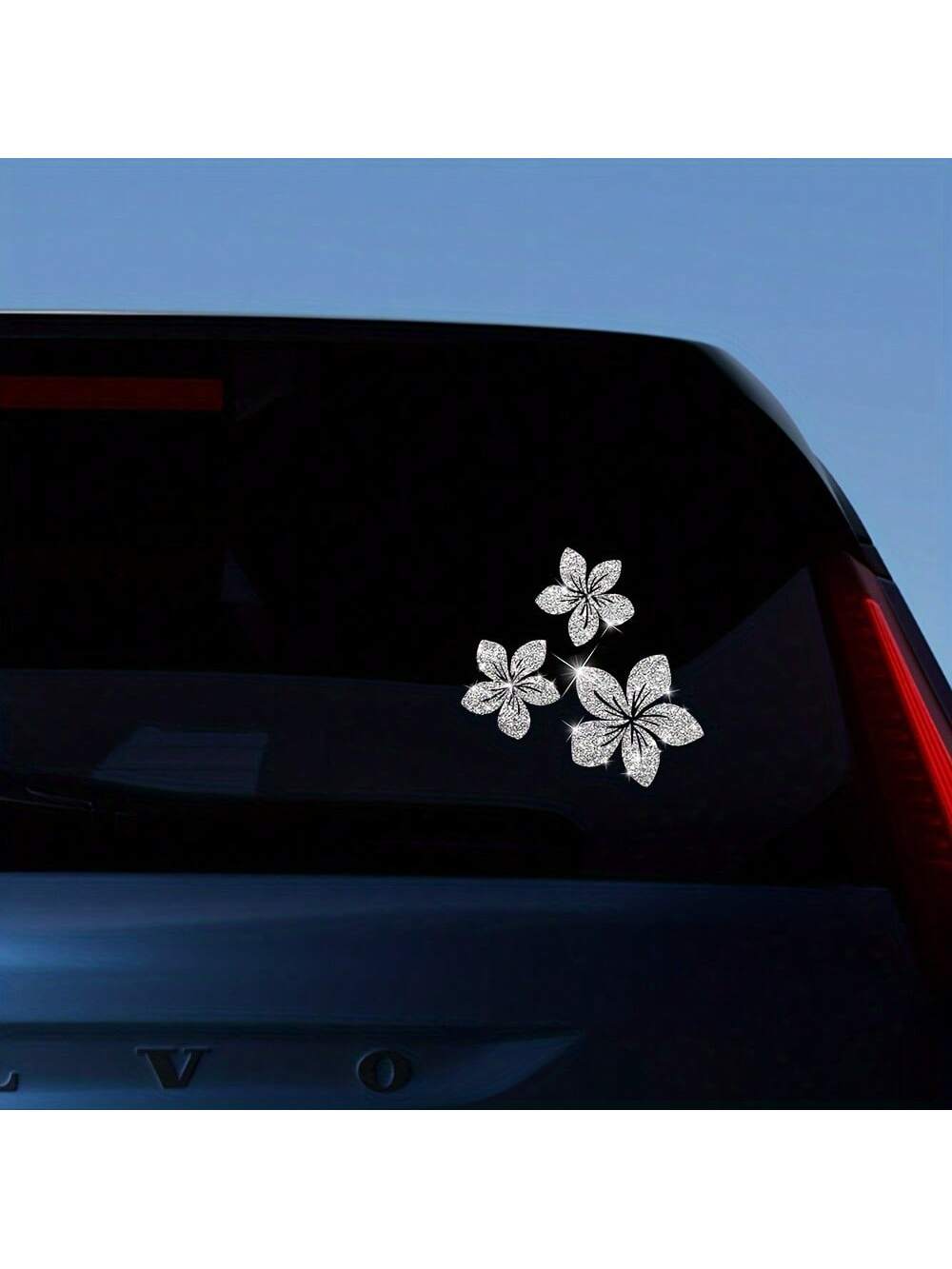 1pc Of Sparkling Floral Car Decals- Reflective Vinyl Stickers For Vehicle Body, Windows, Bumpers & Laptops