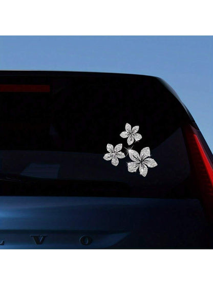 1pc Of Sparkling Floral Car Decals- Reflective Vinyl Stickers For Vehicle Body, Windows, Bumpers & Laptops