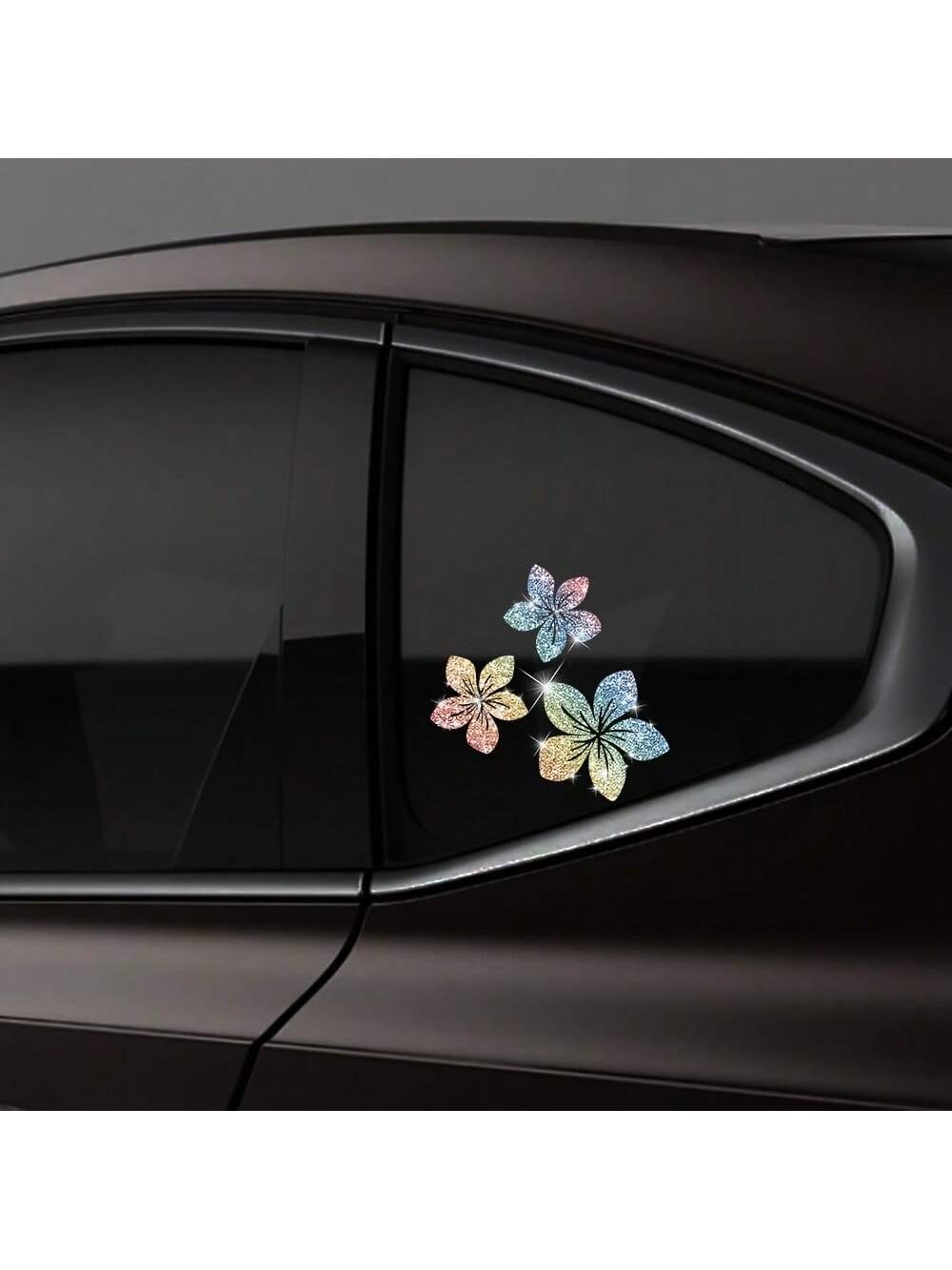 1pc Of Sparkling Floral Car Decals- Reflective Vinyl Stickers For Vehicle Body, Windows, Bumpers & Laptops