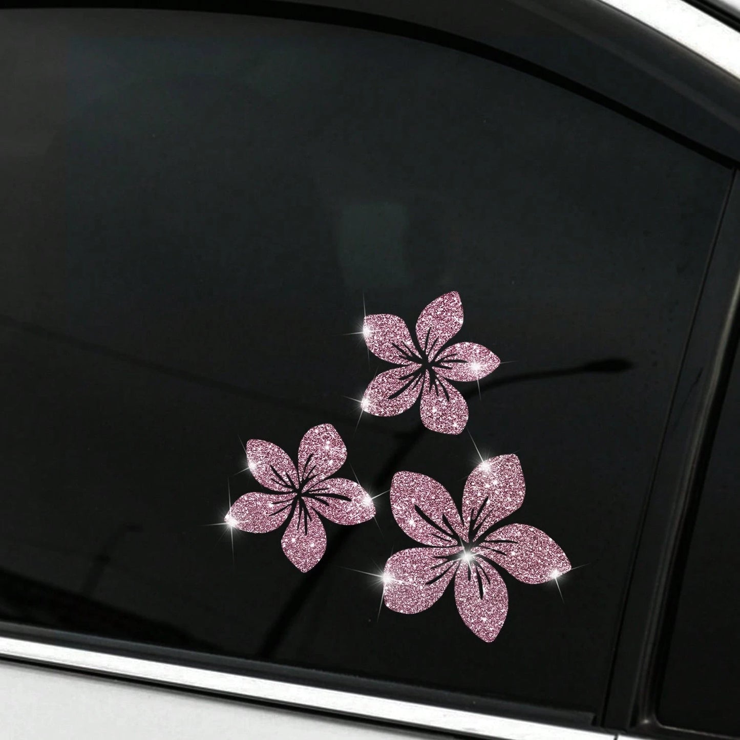 1pc Of Sparkling Floral Car Decals- Reflective Vinyl Stickers For Vehicle Body, Windows, Bumpers & Laptops