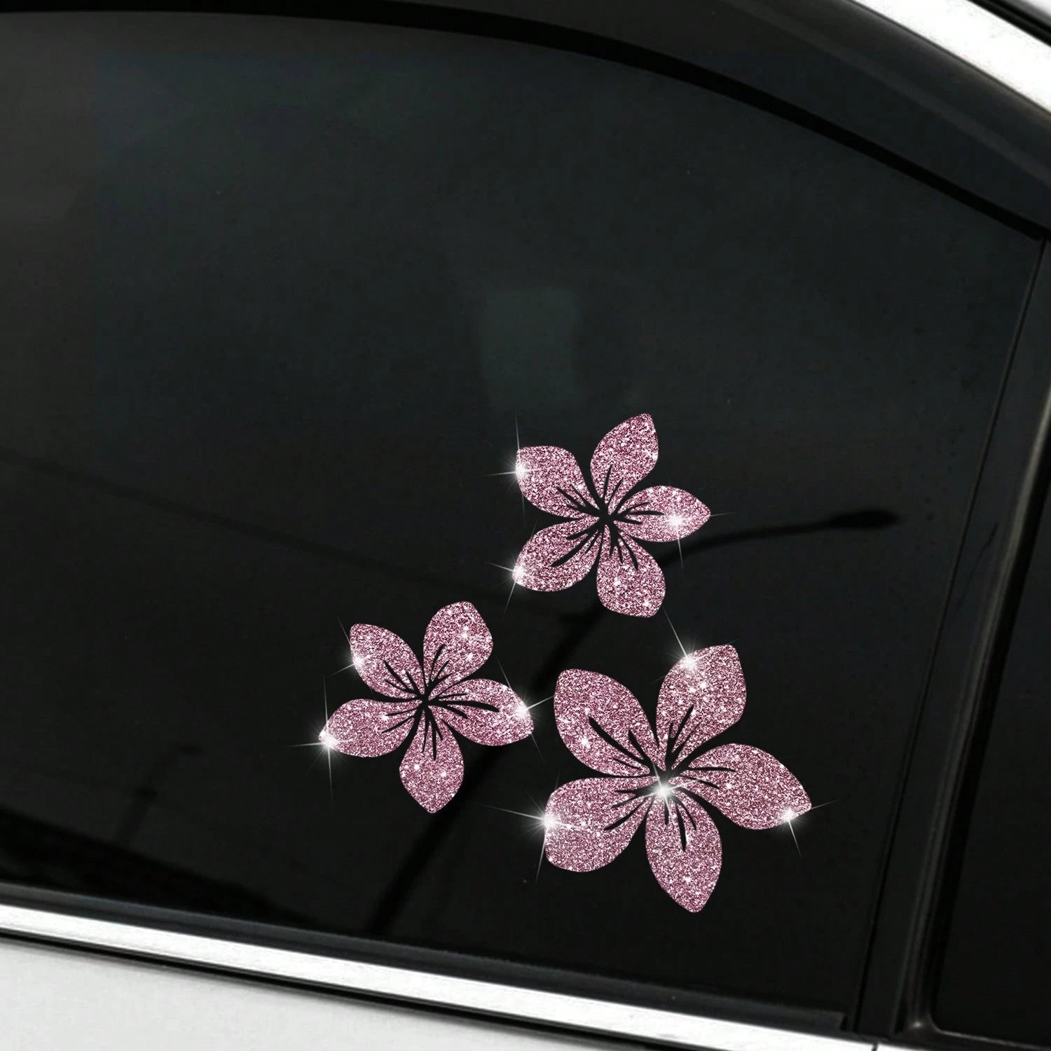 1pc Of Sparkling Floral Car Decals- Reflective Vinyl Stickers For Vehicle Body, Windows, Bumpers & Laptops