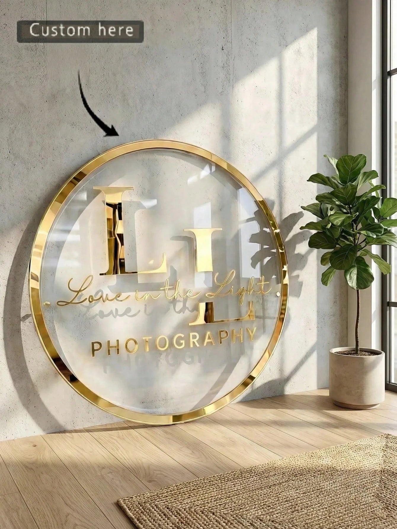 1pc Personalized Custom Round Beauty Salon Logo Sign- Double Layer Laser Cut Acrylic, Suitable For Business Studio Logo, Beauty Salon And Spa Business Display, Modern & Urban Chic, Wall Decor
