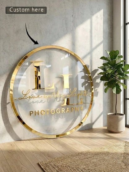 1pc Personalized Custom Round Beauty Salon Logo Sign- Double Layer Laser Cut Acrylic, Suitable For Business Studio Logo, Beauty Salon And Spa Business Display, Modern & Urban Chic, Wall Decor