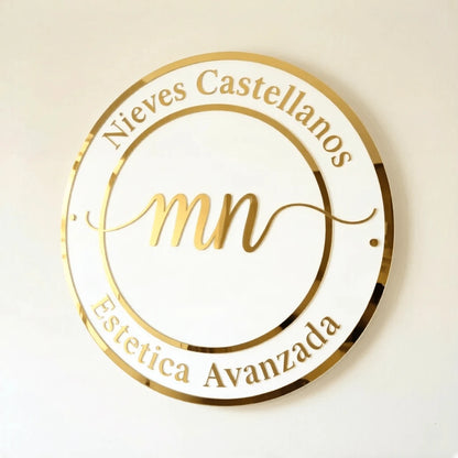 1pc Personalized Custom Round Beauty Salon Logo Sign- Double Layer Laser Cut Acrylic, Suitable For Business Studio Logo, Beauty Salon And Spa Business Display, Modern & Urban Chic, Wall Decor