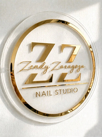 1pc Personalized Custom Round Beauty Salon Logo Sign- Double Layer Laser Cut Acrylic, Suitable For Business Studio Logo, Beauty Salon And Spa Business Display, Modern & Urban Chic, Wall Decor