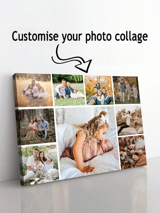 1pc Personalized Photo Collage Canvas Poster, Couples/Parents Gift, Customizable Images, Dining Room, Anti-Mold, Tea Room, For Anniversaries, For Housewarming