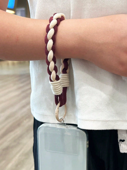 1pc Personalized Woven Durable Nylon Short Lanyard, Suitable For Any Phone Case DIY, Creative Versatile Keychain, Earphone Hanger, Wristband, Pendant For Men & Women, Christmas Gift