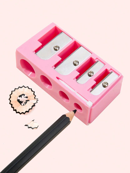 1pc Pink High-End 4-Hole Eyeliner & Eyebrow Pencil Makeup Pen Set With Pencil Sharpener, Convenient Multifunctional Portable Pen Holder,Makeup,Cheap,Room Decor,Vanity,Travel,Bedroom,Makeup Accessories