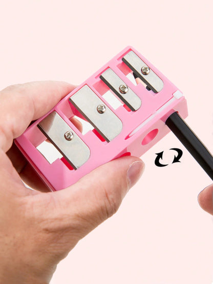 1pc Pink High-End 4-Hole Eyeliner & Eyebrow Pencil Makeup Pen Set With Pencil Sharpener, Convenient Multifunctional Portable Pen Holder,Makeup,Cheap,Room Decor,Vanity,Travel,Bedroom,Makeup Accessories