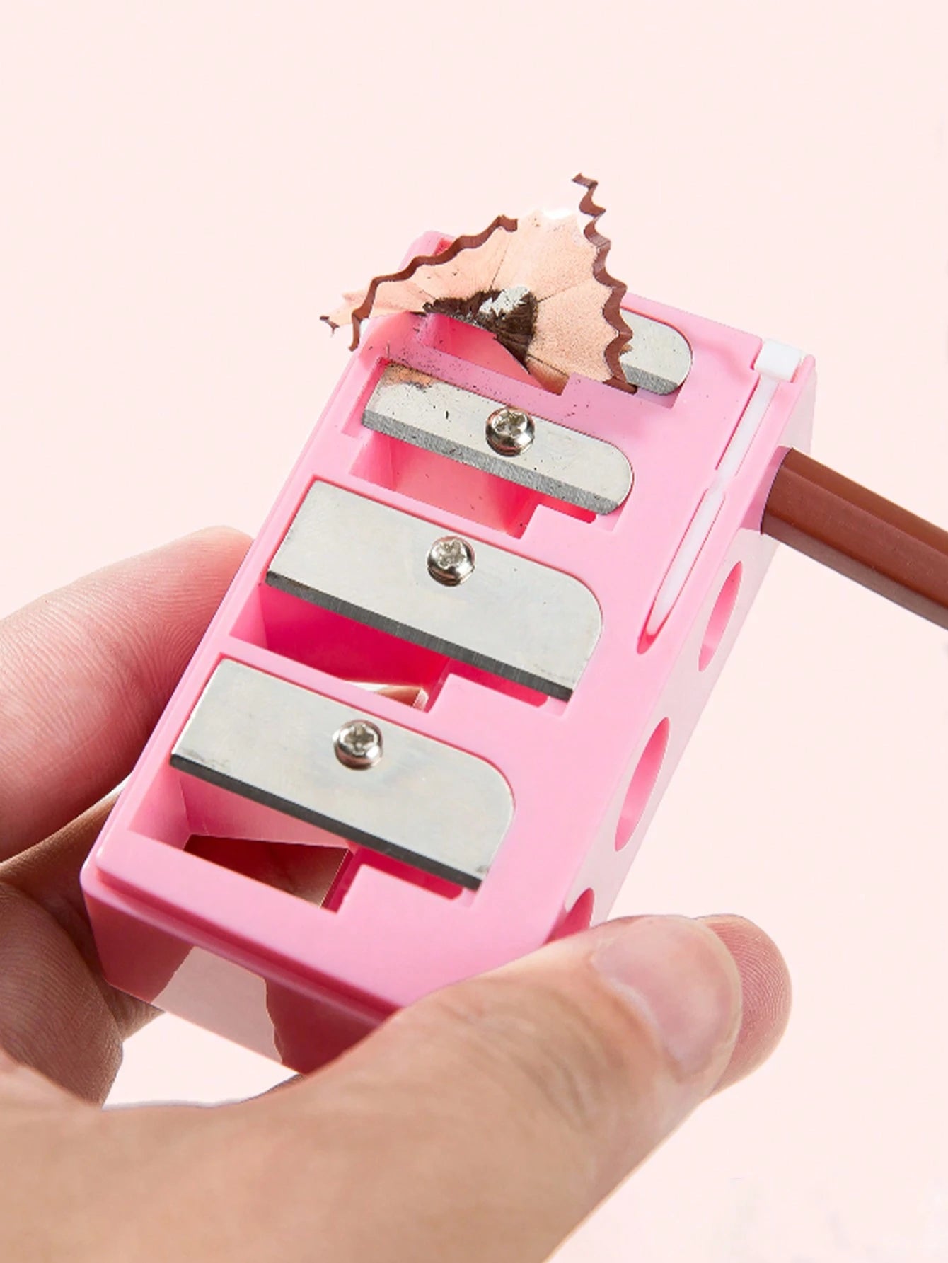 1pc Pink High-End 4-Hole Eyeliner & Eyebrow Pencil Makeup Pen Set With Pencil Sharpener, Convenient Multifunctional Portable Pen Holder,Makeup,Cheap,Room Decor,Vanity,Travel,Bedroom,Makeup Accessories