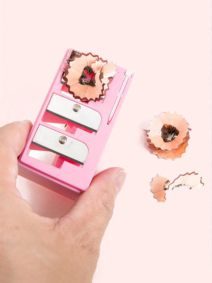 1pc Pink High-End 4-Hole Eyeliner & Eyebrow Pencil Makeup Pen Set With Pencil Sharpener, Convenient Multifunctional Portable Pen Holder,Makeup,Cheap,Room Decor,Vanity,Travel,Bedroom,Makeup Accessories