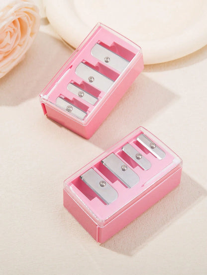 1pc Pink High-End 4-Hole Eyeliner & Eyebrow Pencil Makeup Pen Set With Pencil Sharpener, Convenient Multifunctional Portable Pen Holder,Makeup,Cheap,Room Decor,Vanity,Travel,Bedroom,Makeup Accessories