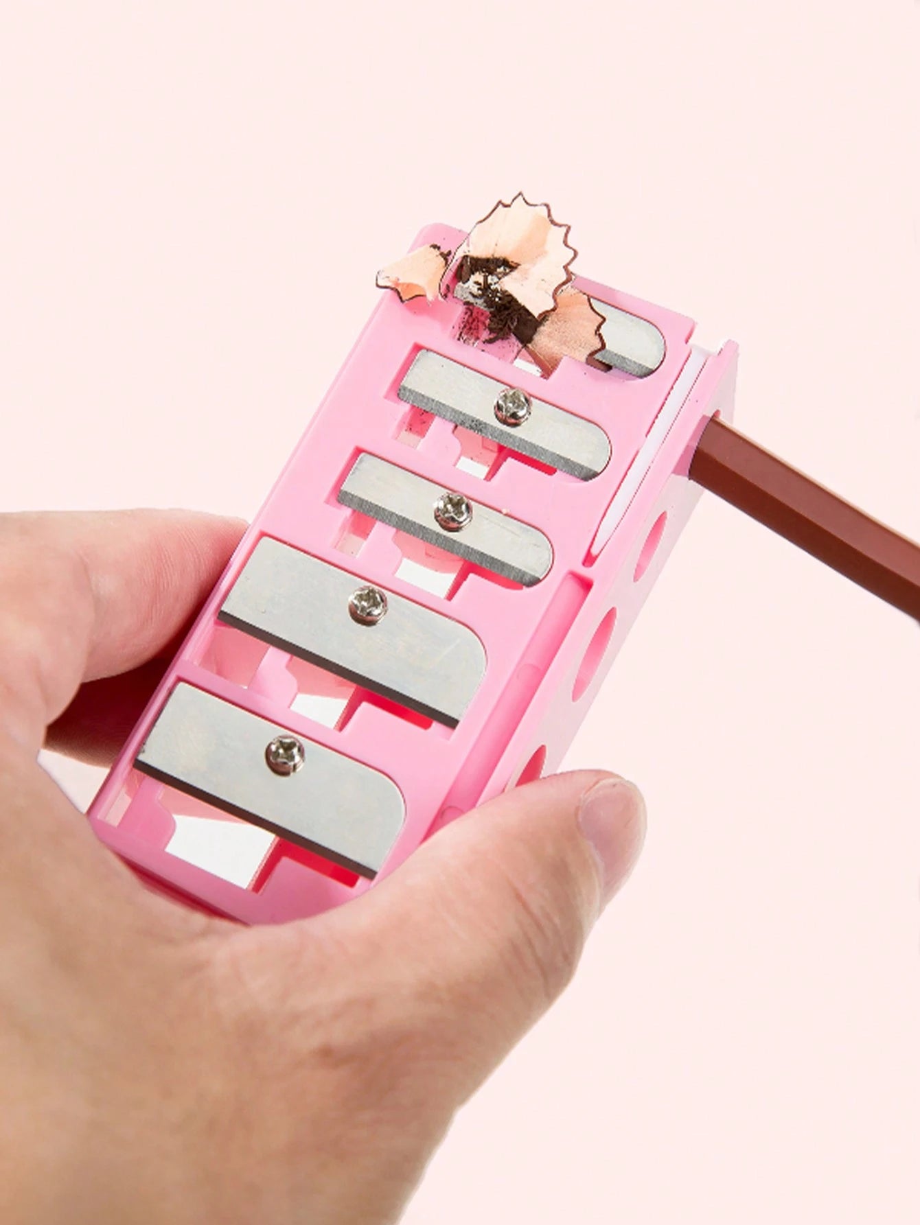 1pc Pink High-End 5-Hole Eyeliner, Eyebrow Pencil & Makeup Brush Sharpener, Convenient Multi-Function Rotating Pencil Sharpener,Makeup,Cheap,Room Decor,Vanity,Travel,Bedroom,Makeup Accessories,Cheap,S