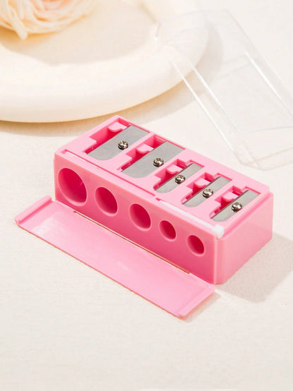 1pc Pink High-End 5-Hole Eyeliner, Eyebrow Pencil & Makeup Brush Sharpener, Convenient Multi-Function Rotating Pencil Sharpener,Makeup,Cheap,Room Decor,Vanity,Travel,Bedroom,Makeup Accessories,Cheap,S