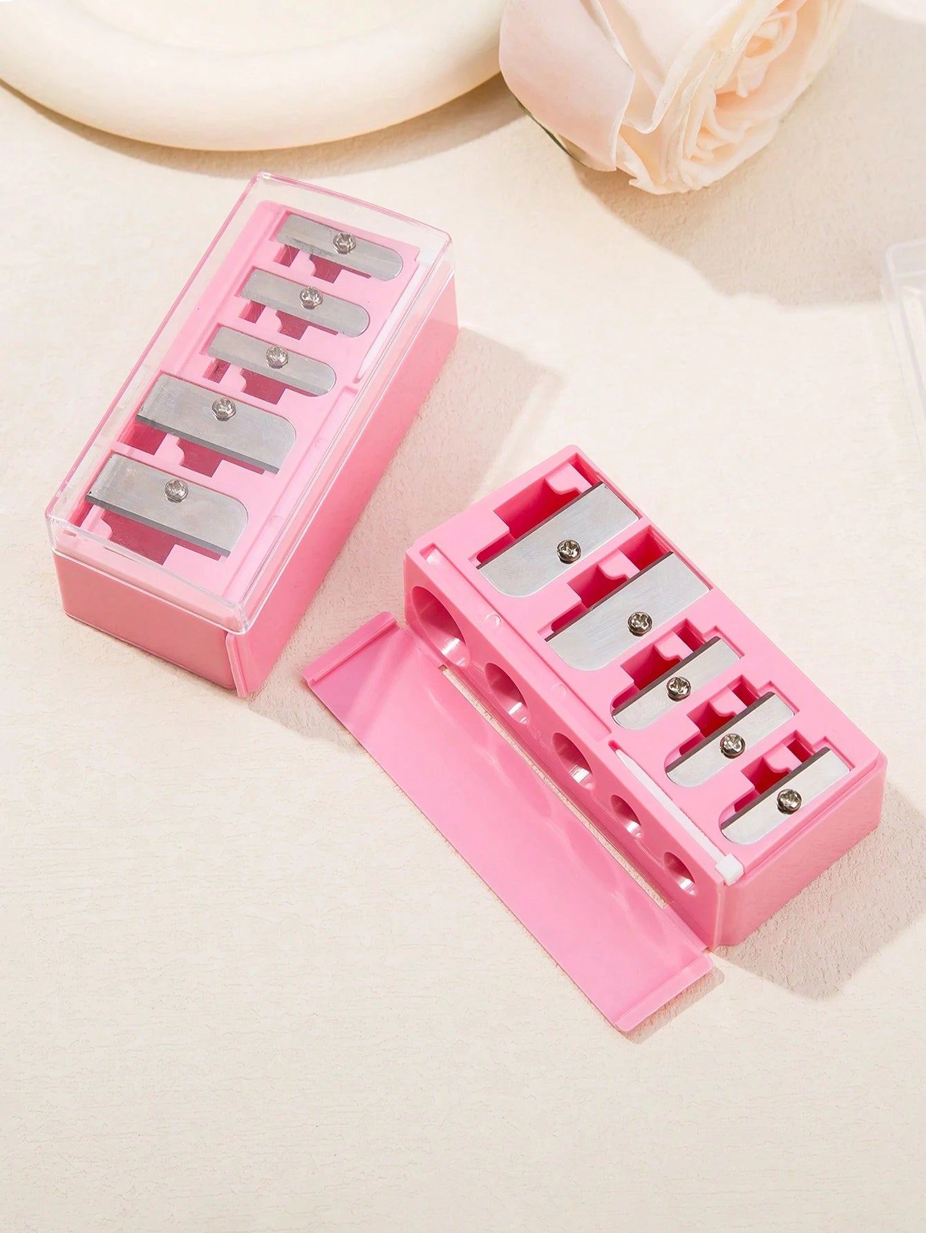 1pc Pink High-End 5-Hole Eyeliner, Eyebrow Pencil & Makeup Brush Sharpener, Convenient Multi-Function Rotating Pencil Sharpener,Makeup,Cheap,Room Decor,Vanity,Travel,Bedroom,Makeup Accessories,Cheap,S