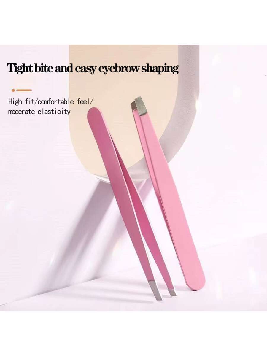 1pc Pink Stainless Steel Eyebrow Tweezers For Plucking Hair, Beard, Eyelashes And Eyebrows,Makeup,Cheap,Room Decor,Vanity,Travel,Bedroom,Makeup Accessories,Tweezers,Cheap,Stocking Stuffers,Makeup,Make