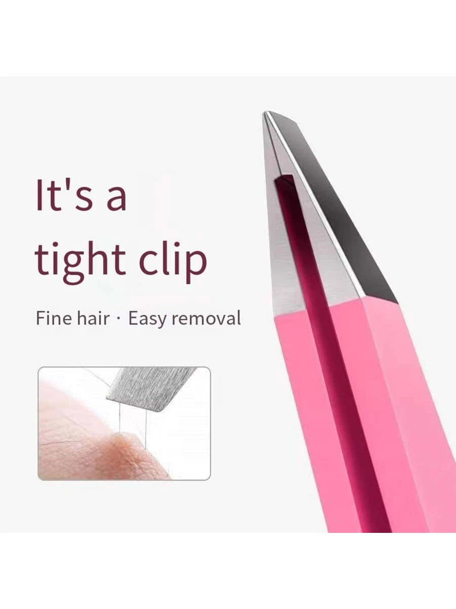 1pc Pink Stainless Steel Eyebrow Tweezers For Plucking Hair, Beard, Eyelashes And Eyebrows,Makeup,Cheap,Room Decor,Vanity,Travel,Bedroom,Makeup Accessories,Tweezers,Cheap,Stocking Stuffers,Makeup,Make