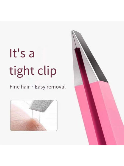 1pc Pink Stainless Steel Eyebrow Tweezers For Plucking Hair, Beard, Eyelashes And Eyebrows,Makeup,Cheap,Room Decor,Vanity,Travel,Bedroom,Makeup Accessories,Tweezers,Cheap,Stocking Stuffers,Makeup,Make