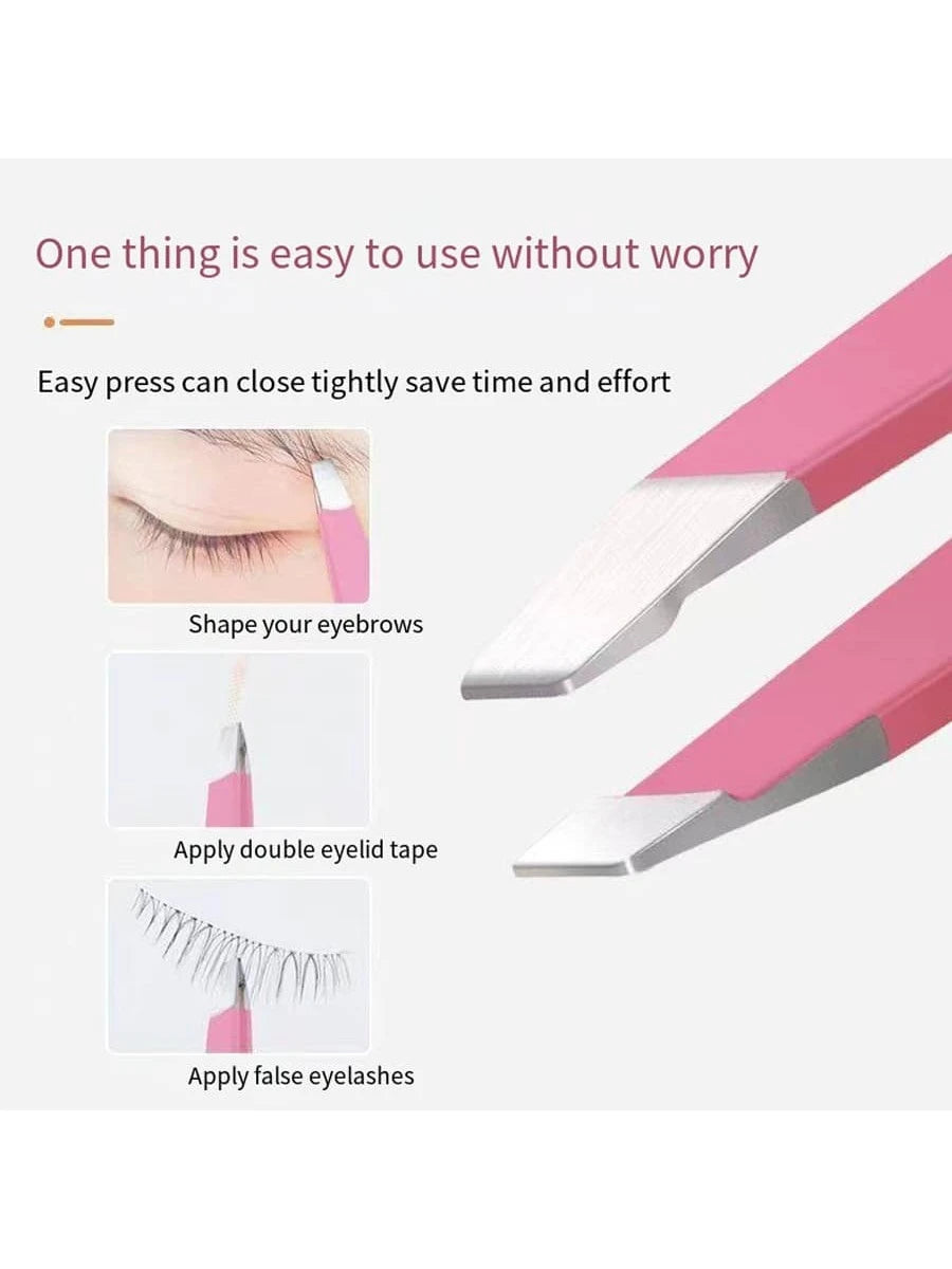 1pc Pink Stainless Steel Eyebrow Tweezers For Plucking Hair, Beard, Eyelashes And Eyebrows,Makeup,Cheap,Room Decor,Vanity,Travel,Bedroom,Makeup Accessories,Tweezers,Cheap,Stocking Stuffers,Makeup,Make