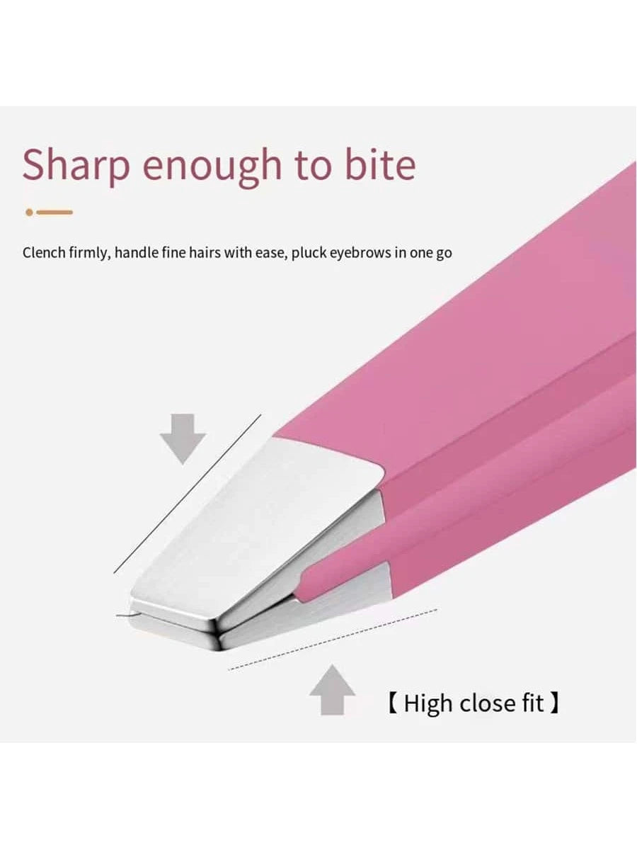 1pc Pink Stainless Steel Eyebrow Tweezers For Plucking Hair, Beard, Eyelashes And Eyebrows,Makeup,Cheap,Room Decor,Vanity,Travel,Bedroom,Makeup Accessories,Tweezers,Cheap,Stocking Stuffers,Makeup,Make