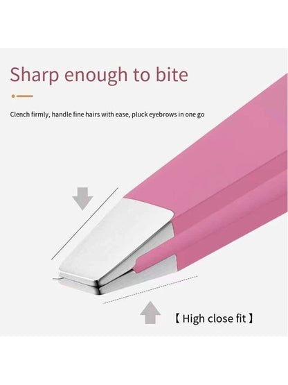 1pc Pink Stainless Steel Eyebrow Tweezers For Plucking Hair, Beard, Eyelashes And Eyebrows,Makeup,Cheap,Room Decor,Vanity,Travel,Bedroom,Makeup Accessories,Tweezers,Cheap,Stocking Stuffers,Makeup,Make
