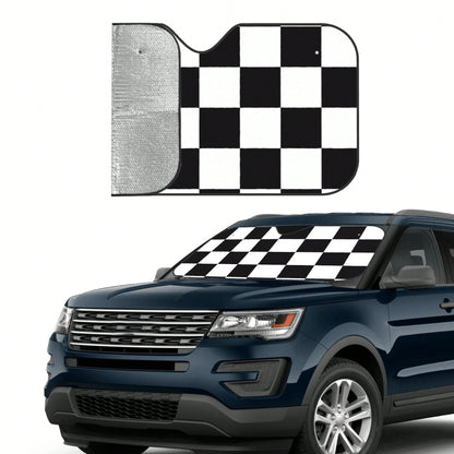 1pc Plaid Pattern Printed Car Front Windshield Sun Shade Decor Vehicle Sun Visor UV Reflector Sun Protection Cover Keeps Vehicle Cool