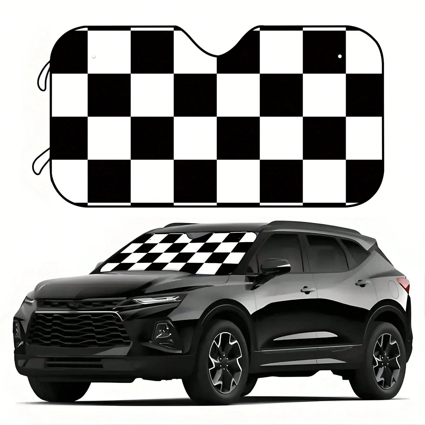 1pc Plaid Pattern Printed Car Front Windshield Sun Shade Decor Vehicle Sun Visor UV Reflector Sun Protection Cover Keeps Vehicle Cool