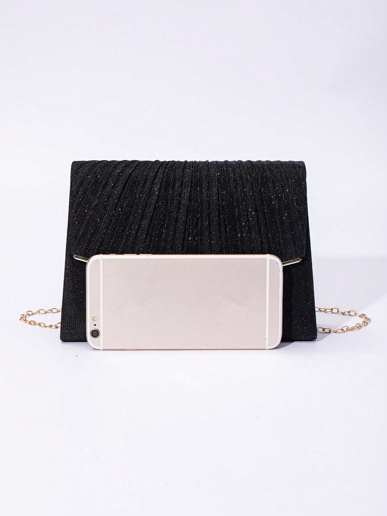 1pc Plain Color V-Edged Glitter Flap Crossbody Clutch Bag, Minimalist & Elegant For Women, Suitable For Evening, Party, Wedding