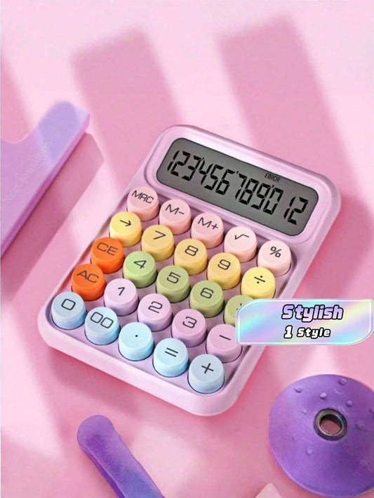 1PC Portable Calculator,Calculator Keypad, Large Screen, Large Keypad, Easy Press, Sweet Color Calculator, Automatic Shutdown, Suitable For Office, School And Home (Battery Not Included), For Statione