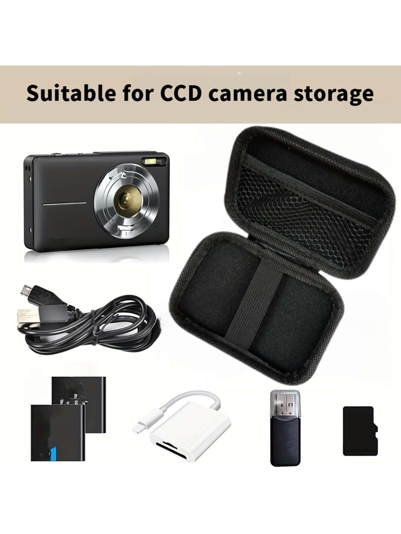1pc Portable CCD Camera Protective Case, Compact Design, Waterproof Material, Ideal For Outdoor Photography Enthusiasts And Travelerscharger Case Office Must Haves Digital Bag Cable Camerabag Electron