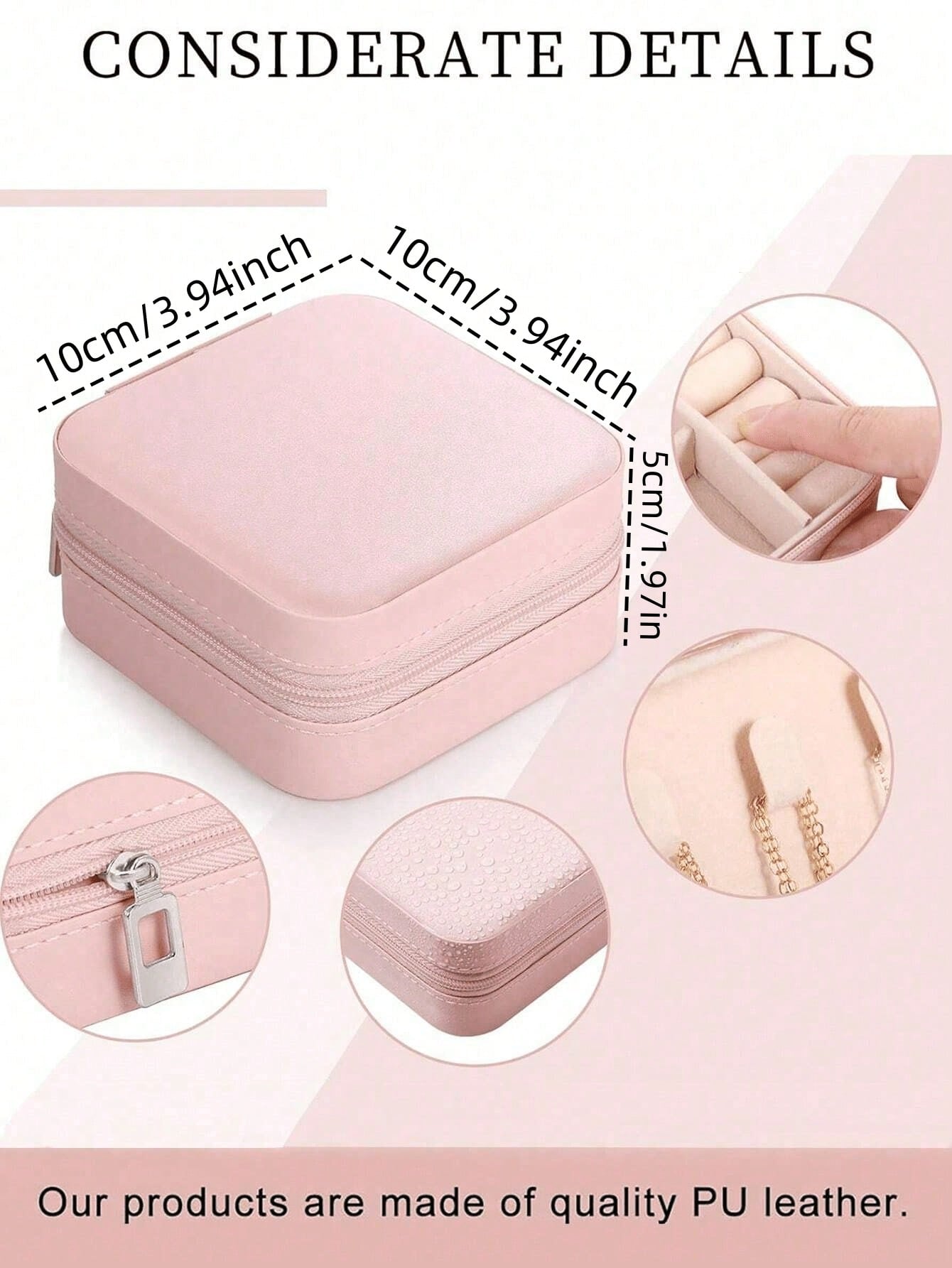 1pc Portable Jewelry Case Small Jewelry Boxes For Women Simple Home Jewelry Organizer Travel Organizer Fine Mini Storage Box For Earrings Jewelry Zipper Case For Earrings Rings Necklaces Bracelets Por