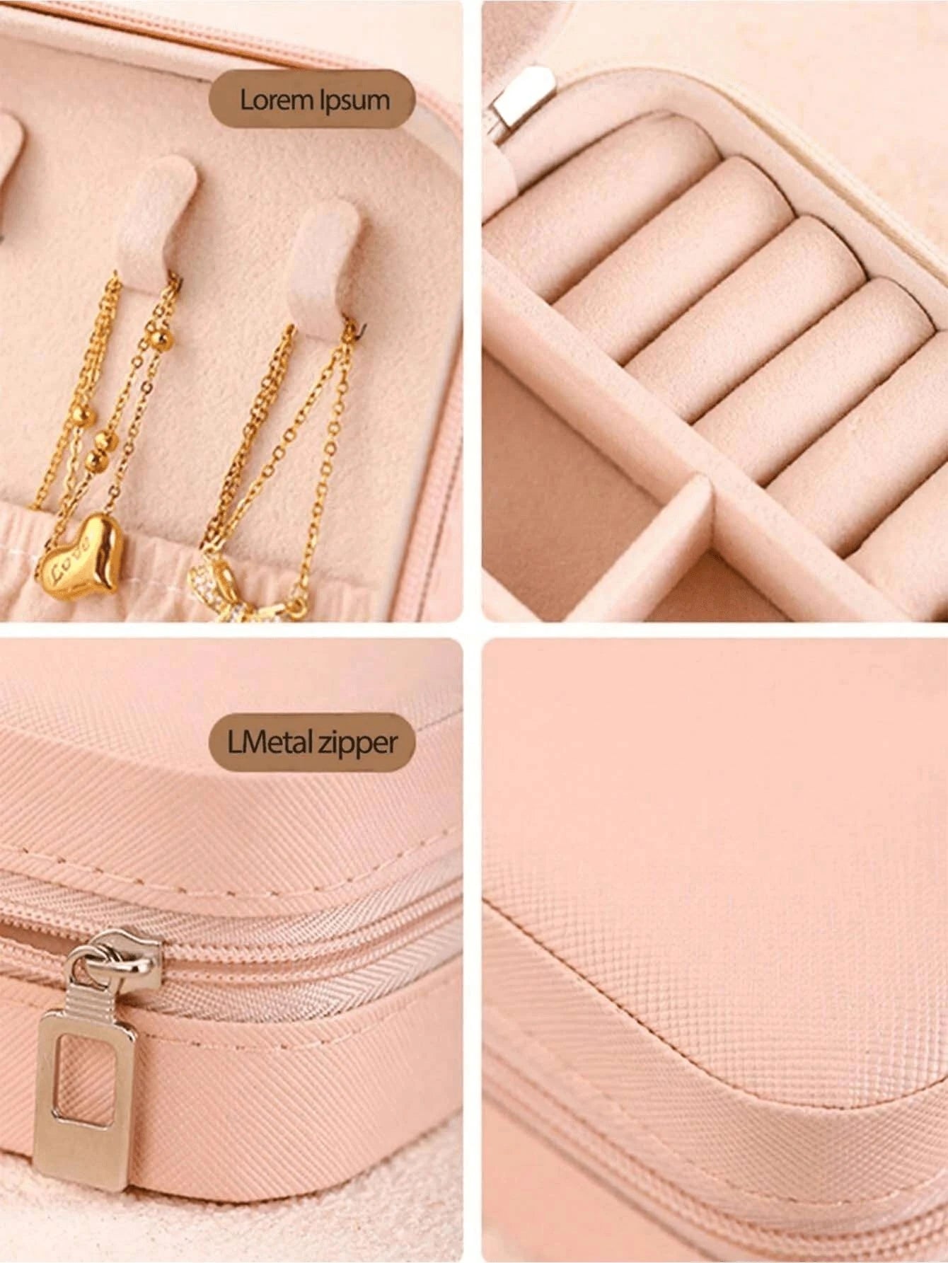 1pc Portable Jewelry Case Small Jewelry Boxes For Women Simple Home Jewelry Organizer Travel Organizer Fine Mini Storage Box For Earrings Jewelry Zipper Case For Earrings Rings Necklaces Bracelets Por