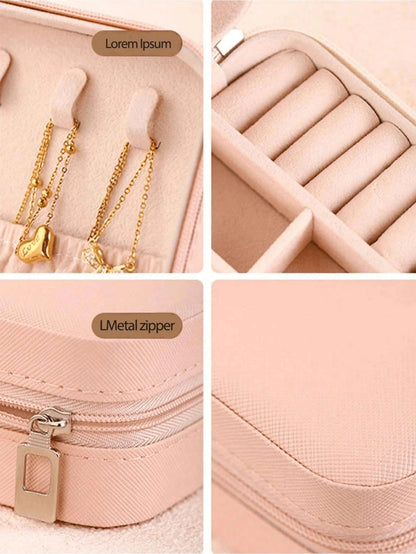 1pc Portable Jewelry Case Small Jewelry Boxes For Women Simple Home Jewelry Organizer Travel Organizer Fine Mini Storage Box For Earrings Jewelry Zipper Case For Earrings Rings Necklaces Bracelets Por