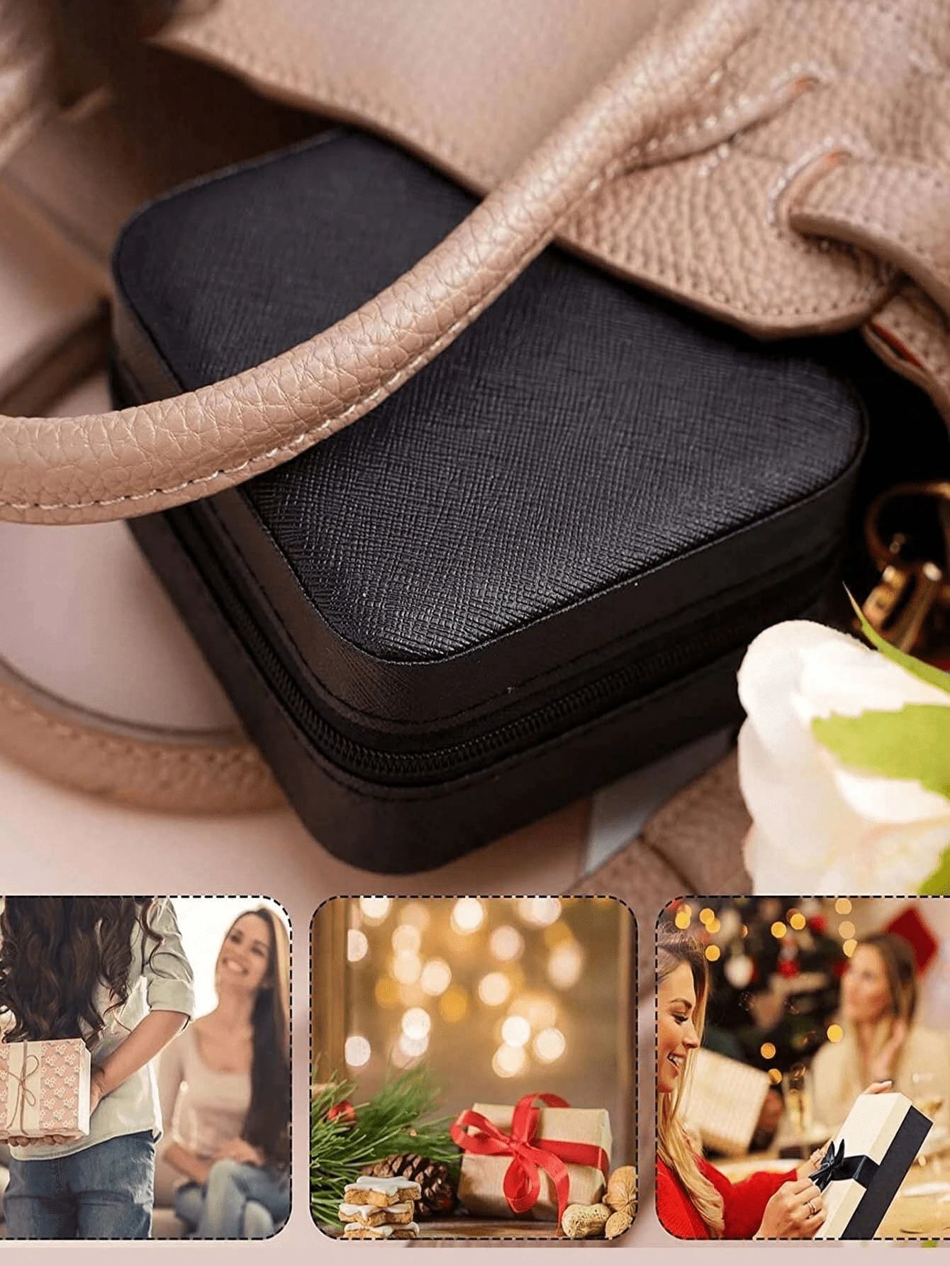1pc Portable Jewelry Case Small Jewelry Boxes For Women Simple Home Jewelry Organizer Travel Organizer Fine Mini Storage Box For Earrings Jewelry Zipper Case For Earrings Rings Necklaces Bracelets Por