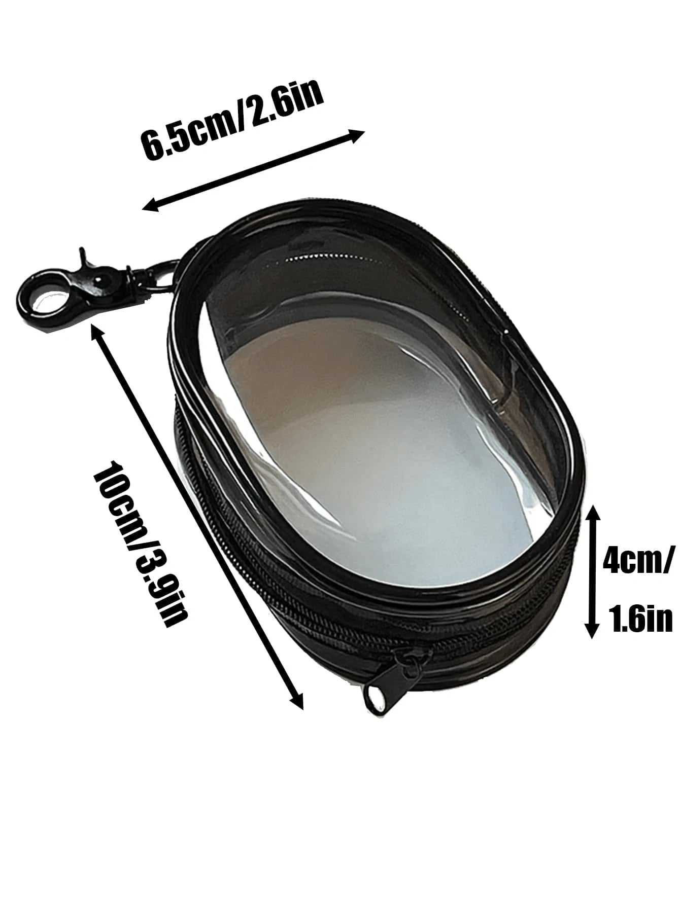 1pc Portable Mini Transparent Zipper Storage Bag, Bag Accessory, Compact Multifunctional Organizer Bag, Earphone And Charger Storage Box With Keychain, Transparent Travel Accessory, Black And White Co