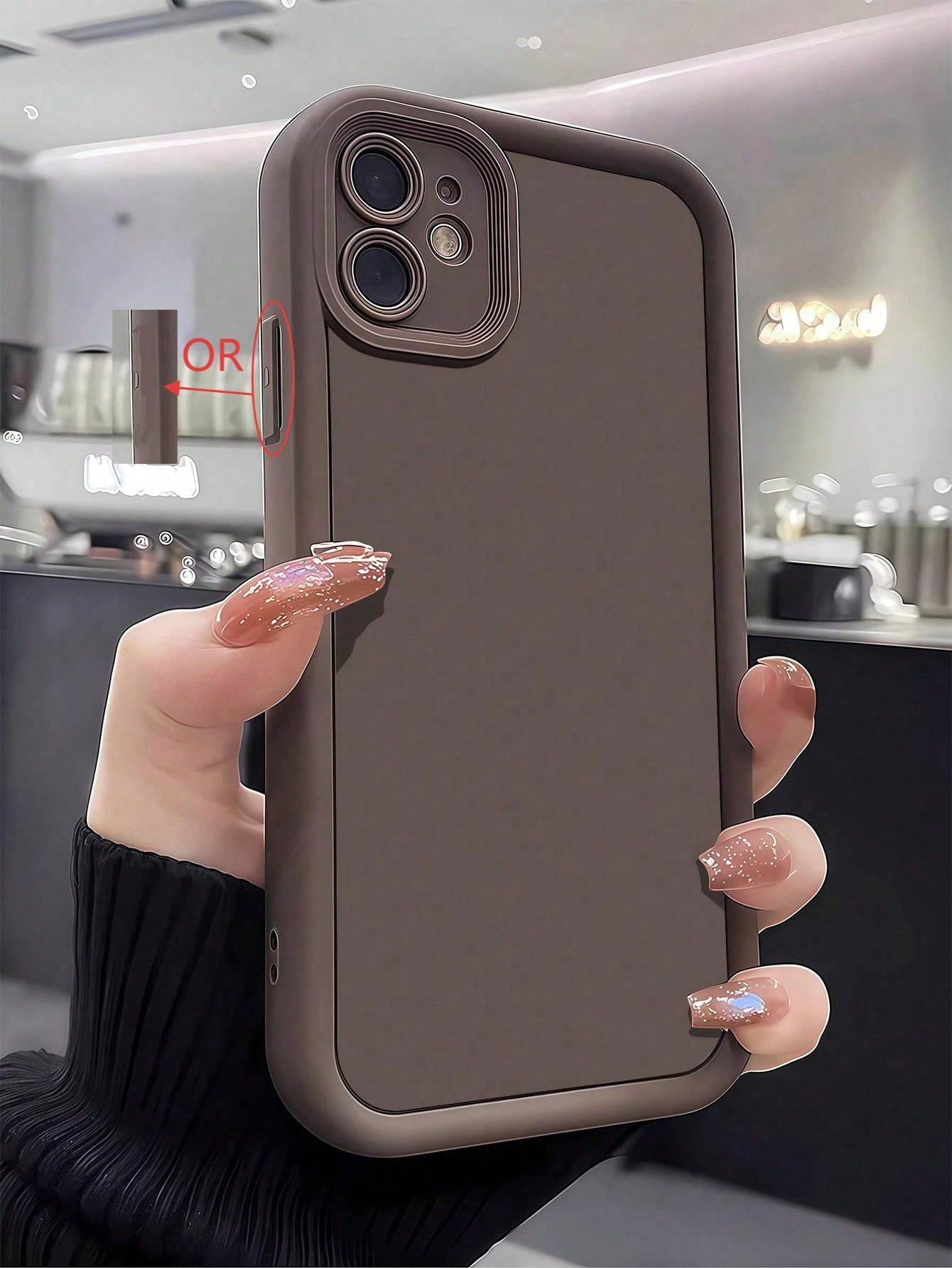 1pc Precision Hole Solid Brown Personalized Pattern Full Coverage TPU Shockproof Phone Case Compatible With Apple 16 15 14 13 12 11 Pro Max, A/S Series, S20/S20 Ultra/S20 Plus/S21 Plus/S21 Ultra/S21/S