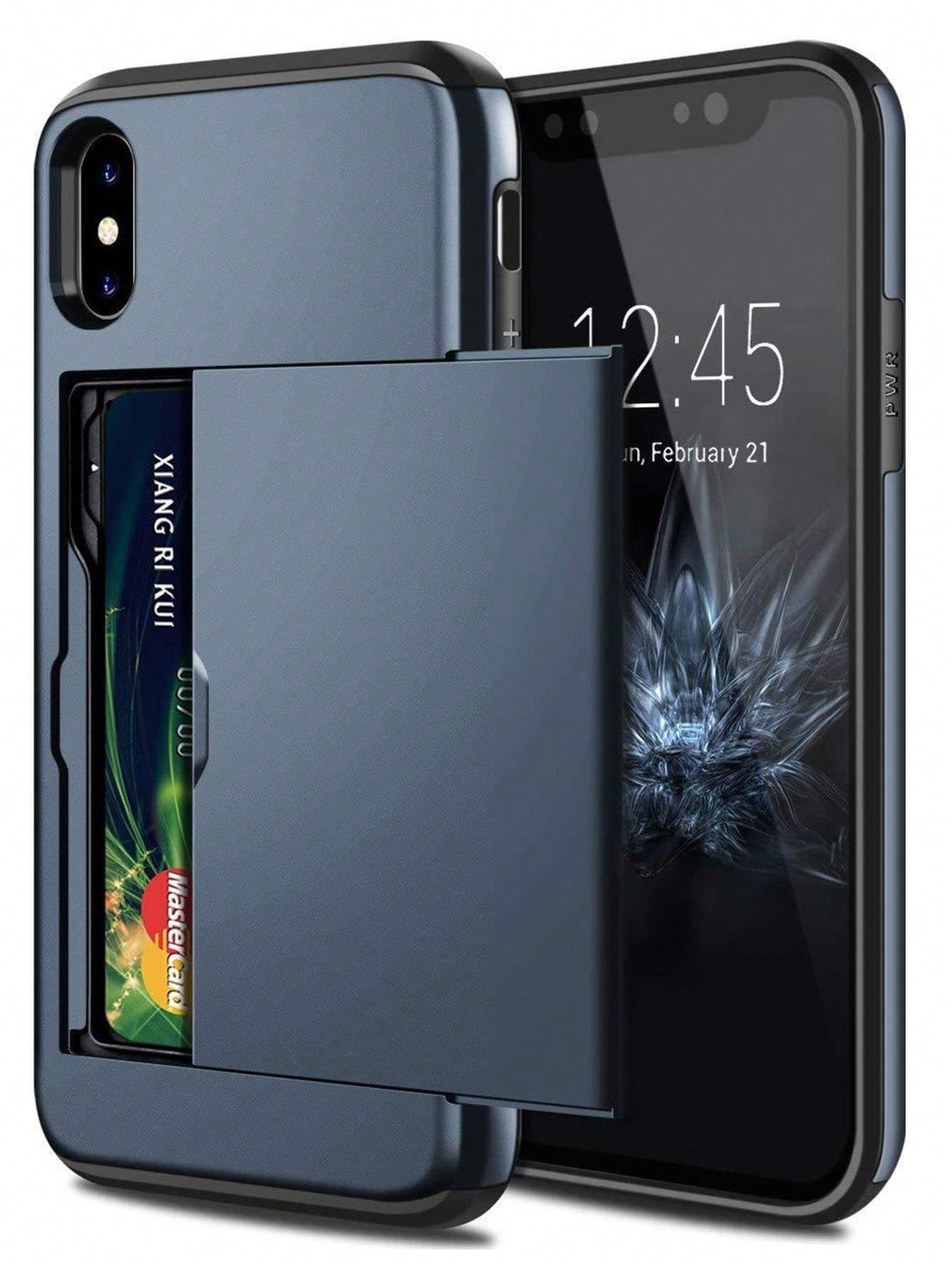 1pc Premium PC Sliding Card Color Changing Anti-Dust Anti-Slip Phone Case Compatible With IPhone 11 12 13 14 15 16 17 Pro Max, S21 S22 S23 S24 [The Black Protective Parts At The Top And Bottom Are Onl