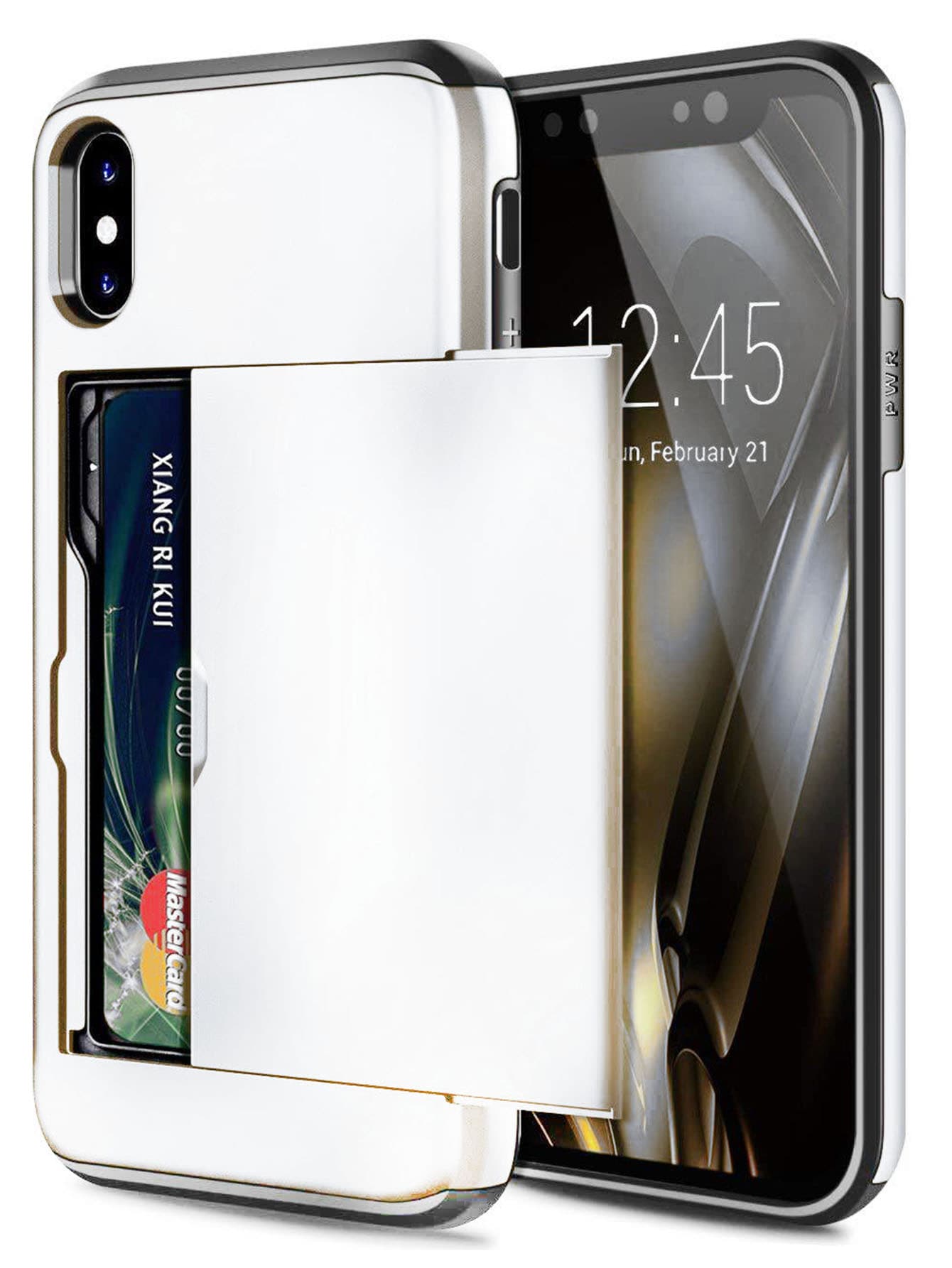 1pc Premium PC Sliding Card Color Changing Anti-Dust Anti-Slip Phone Case Compatible With IPhone 11 12 13 14 15 16 17 Pro Max, S21 S22 S23 S24 [The Black Protective Parts At The Top And Bottom Are Onl