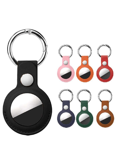 1pc PU Leather Apple AirTag Compatible Key Chain, Protective Cover For Backpack, Keys, Bag, Pet And Luggage Trackers