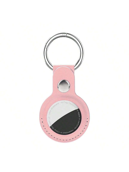 1pc PU Leather Apple AirTag Compatible Key Chain, Protective Cover For Backpack, Keys, Bag, Pet And Luggage Trackers