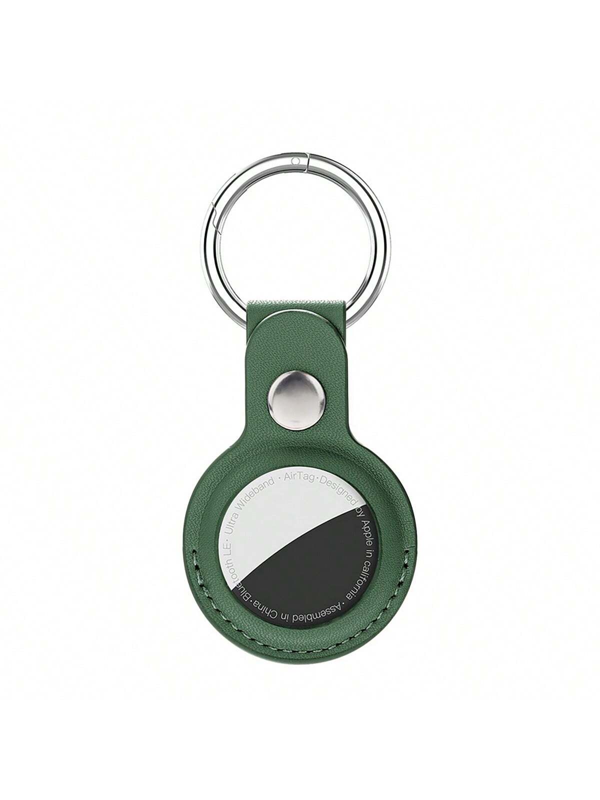 1pc PU Leather Apple AirTag Compatible Key Chain, Protective Cover For Backpack, Keys, Bag, Pet And Luggage Trackers