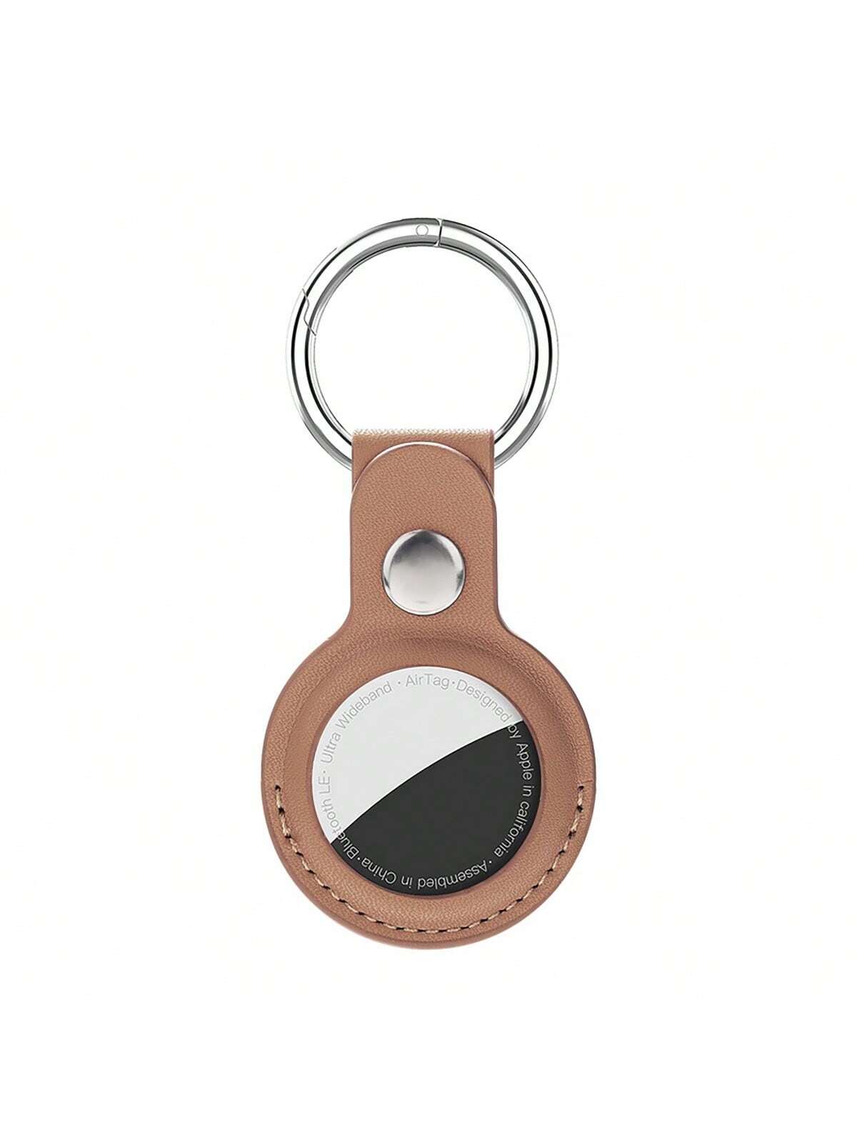 1pc PU Leather Apple AirTag Compatible Key Chain, Protective Cover For Backpack, Keys, Bag, Pet And Luggage Trackers