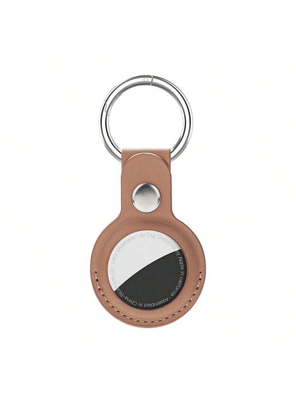 1pc PU Leather Apple AirTag Compatible Key Chain, Protective Cover For Backpack, Keys, Bag, Pet And Luggage Trackers