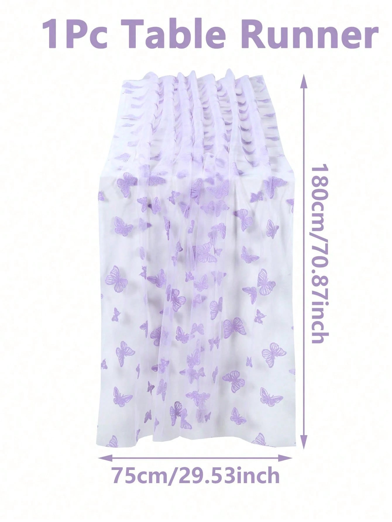 1pc Purple Butterfly Baby Shower Table Cloth, Dreamy Butterfly Mesh Table Runner, Suitable For 1st Birthday Gender Reveal Party, Family Event Decoration, Baby Shower Decor, Girl Baby Shower Decor, Gen
