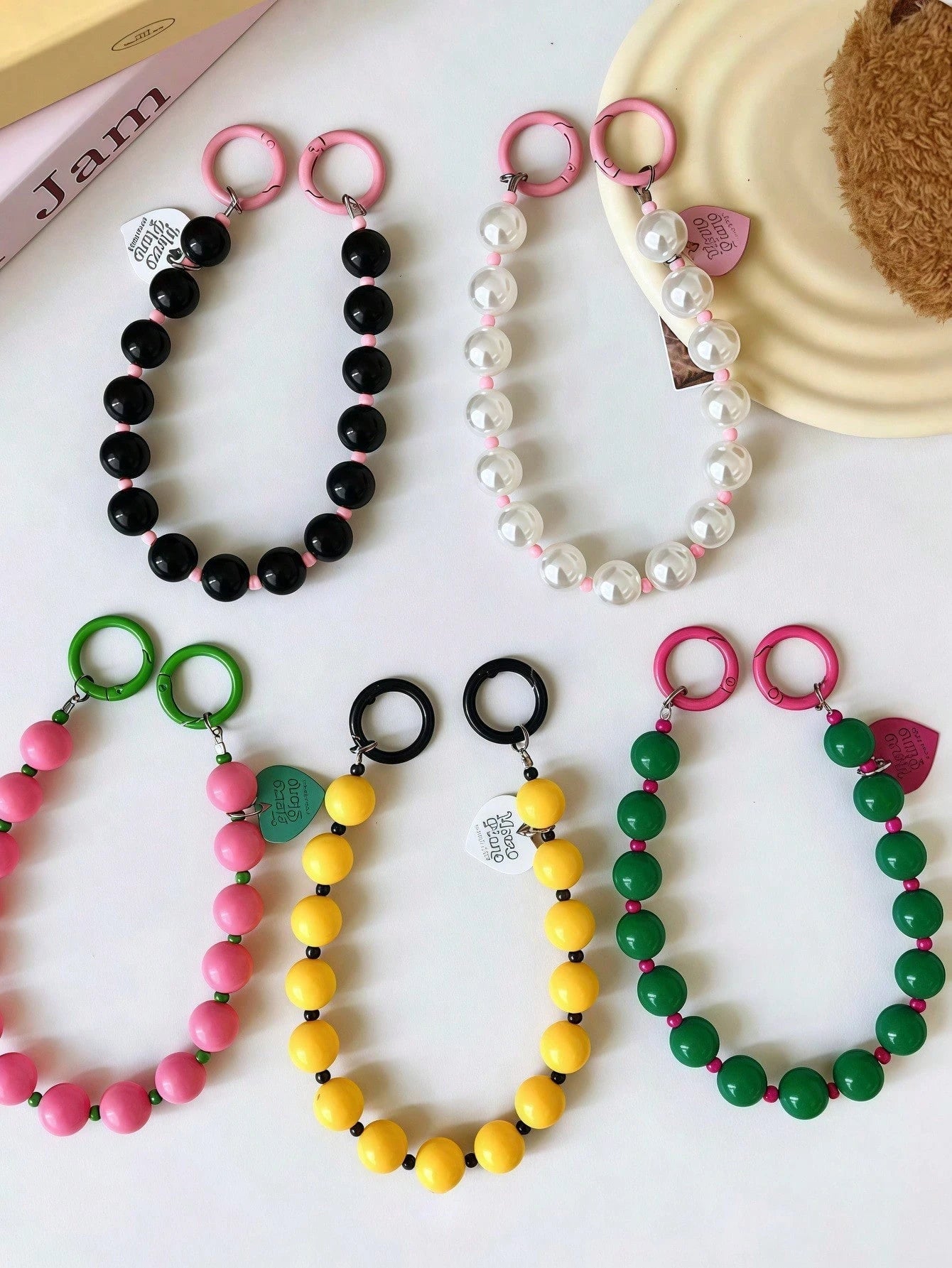 1pc Retro Sweet Girl Heart Beaded Phone Lanyard, Smartphone Anti-Lost Wrist Strap Decor, Suitable For Phone Case Or Car Key Chain