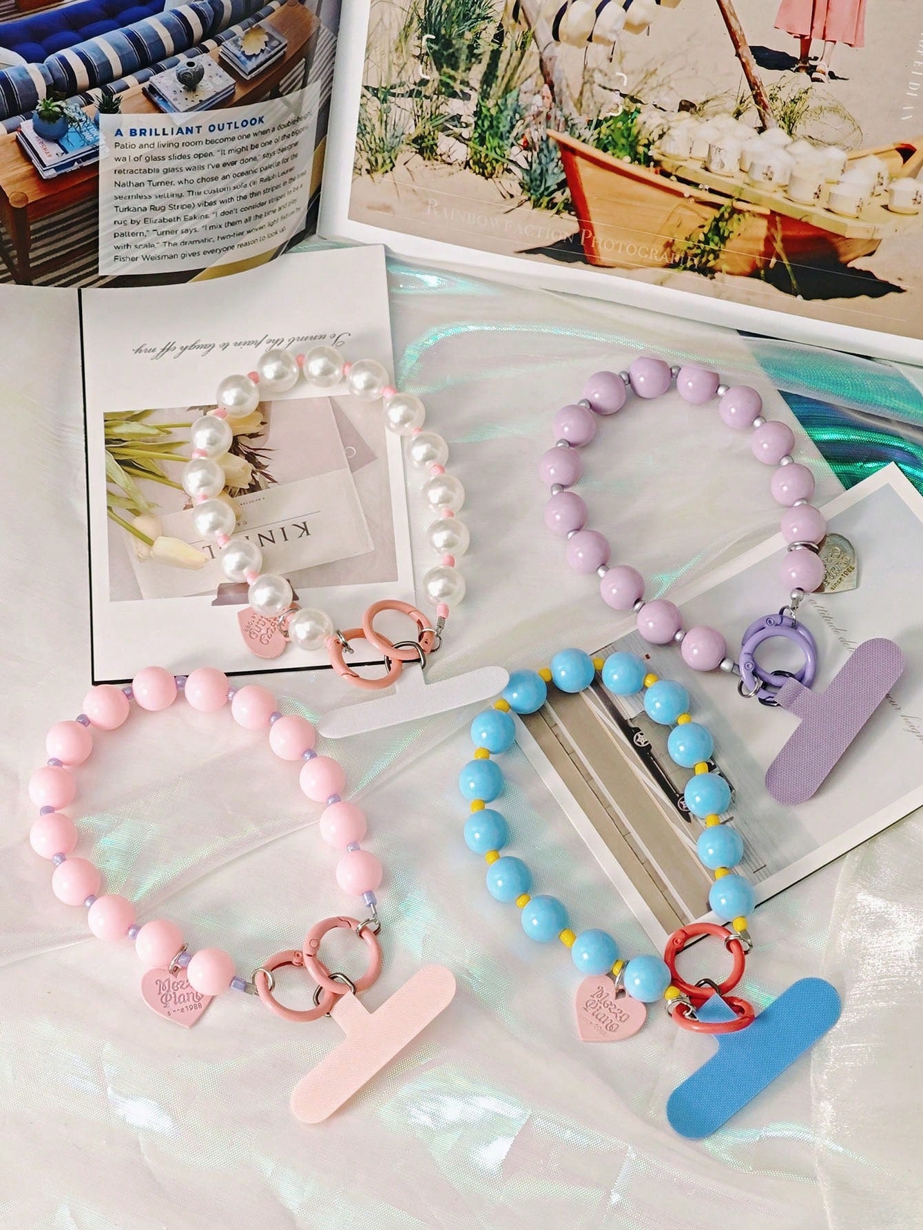1pc Retro Sweet Girl Heart Beaded Phone Lanyard, Smartphone Anti-Lost Wrist Strap Decor, Suitable For Phone Case Or Car Key Chain