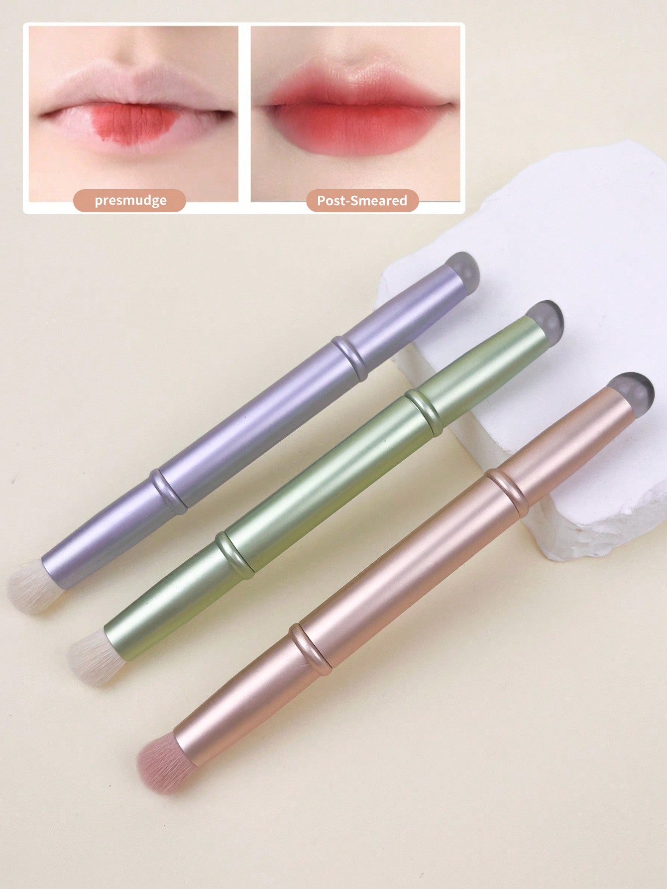 1pc Reusable Silicone Lip Brush, Soft And Flexible With Cover, Dual-Ended Makeup Brush For Lipstick, Eyeshadow And Highlighter, Mini Portable Lip Brush, Blending Brush Cosmetic Tool,Giveaways